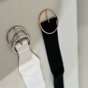 Target Black and White Belt Set with Metallic Buckles